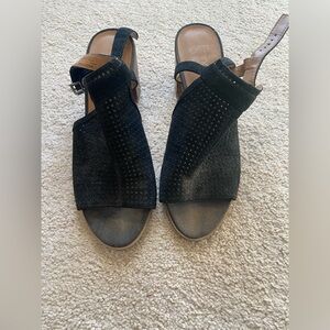 Franco Sarto Black Perforated Sandals